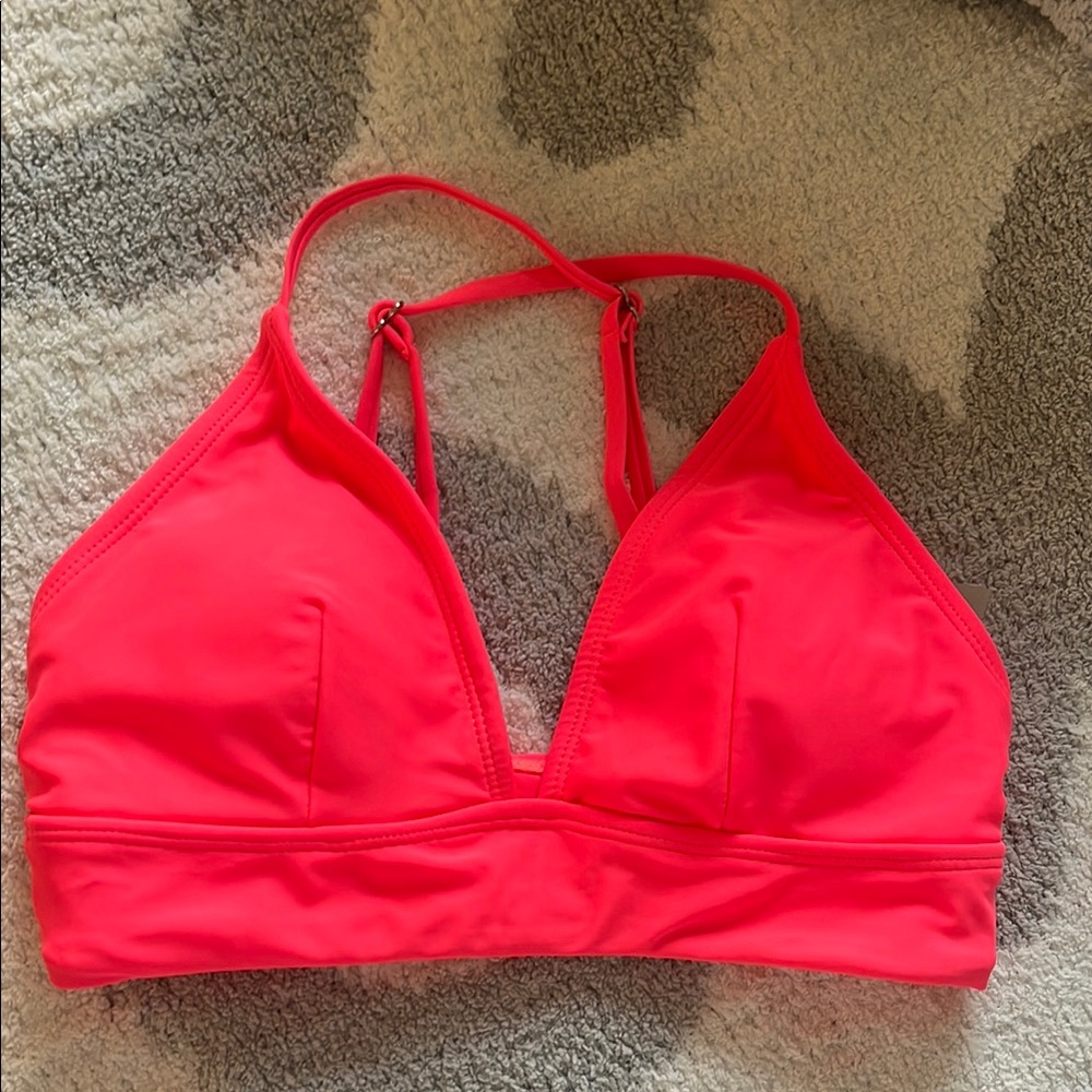SHEIN Pink Triangle Bikini Top Minimalist Swimwear